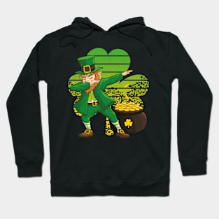 Dabbing Leprechaun St. Patricks Day Vintage Retro Clover Shamrock Hoodie